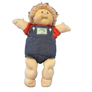 CABBAGE PATCH KIDS DOLL, MALE, BLONDE YARN, BLUE EYES, NO BIRTH Cert or SHOES